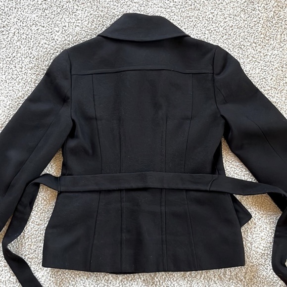 HALOGEN Wool Blend Moto Style Belted Jacket Black XS - Picture 10 of 14